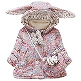 YY-Natuhi ベビー服 女の子 中綿ジャケット 綿服 子供服 花柄 かわいい ダウンジャケット 中綿コート フード付き 秋冬 キッズ ガールズ 保温防寒 80~100cm 通園 (100cm)