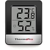 ThermoProサーモプロ 湿度計 温度計 温湿度計デジタル 湿度計室内 大画面 見やすい 顔マーク 壁掛け 卓上スタンド マグネット ブラックTP-49