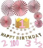 BABY tree 誕生日 デコレーション セット （ ハーフ バースデー 100日1歳 2歳 3歳 ） (ピンク / ゴールド)