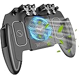 PUBG コントローラー Emoily 最新6本指 荒野行動 ゲームコントローラー PUBG Mobile ゲームパッド スマホ用ゲームグリップ pubgモバイルコントローラー 冷却ファン付き 引き金式高速射撃ボタン サイズ調節可 高速射撃ボタン クリック感 エイムアシスト 優れたゲーム体験 iPhone Android 等対応