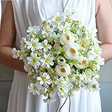 SUND　造花　花束　DIY　手作り　花嫁手持つ　インテリア　雑貨　シルクフラワー　可愛いカラバリ 高品質　造花　枯れない　結婚式　誕生日　発表会　入学式　卒業式　適用　ホワイト