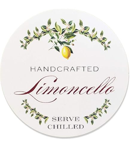 Limoncello Labels - Set Of 18 Glossy Round Stickers, 2 Inch Diameter, Perfect For Wedding Favors