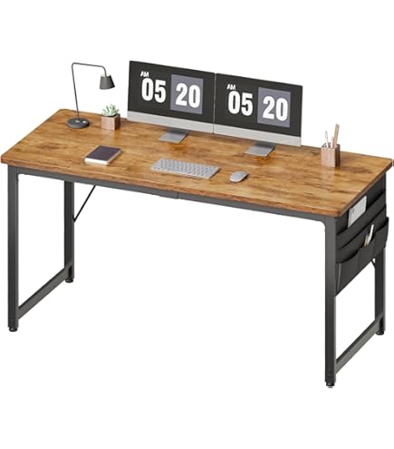 Amazon | パソコンデスク 140cm 奥行60cm ダークブラウン | 机