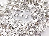 紐止め金具 カシメ シルバー 白銀 200個 幅3mm エンドパーツ アクセサリー パーツ 金具 ファイニエ （AP0834）