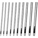 ESJNNK 穴あけポンチ レザーパンチ 10サイズセット ベルトパンチ ハトメ抜き 丸形 スチール製 皮ポンチ 0.5mm/0.8mm/1mm/1.2mm/1.5mm/2.0mm/2.5mm/3mm/3.5mm/4mm 中空 円型 打ち具 ベルト 財布 革製品 ポンチ穴あけ (10サイズ)