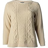 Karen Scott Womens Plus Metallic Pointelle Pullover Sweater Gold 0X [並行輸入品]