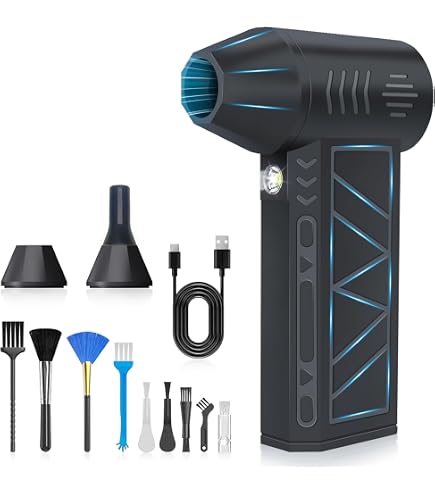 Souffleur à Poussière Sans Fil 130 000 Tr/min - 4 Vitesses - Batterie 4000 MAh - Pour Ordinateur, Clavier, Voiture - 6