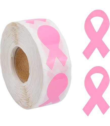 Amazon.co.jp: WANDIC ピンクのリボンステッカー, 500個 ピンクリボン  