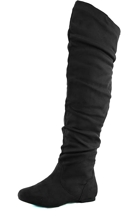 flat black boots suede