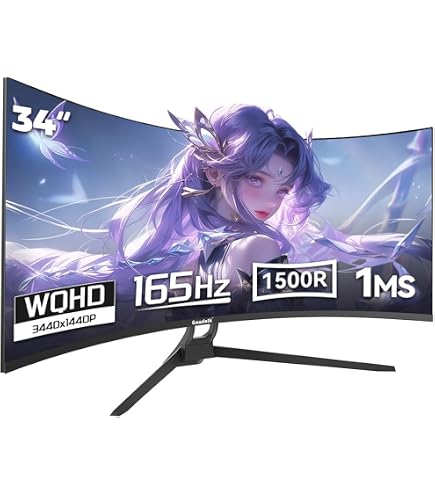 Amazon.co.jp: ZZA 34インチ カーブゲーミングモニター 180Hz UWQHD