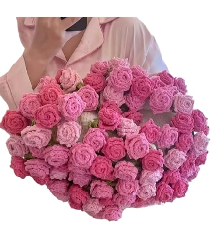 Amazon｜ピンクの花束ブランケット、手作りかぎ針編みの花ブランケット