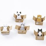 (moin moin) 付箋 ふせん メモ 段ボール好きのねこたち ダンボール 猫 ハウス 5匹セット