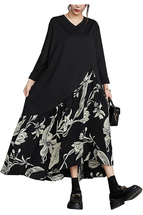 Amazon.co.jp: [セカンドルーツ] 花柄 ワンピース ボタニカル ロング  