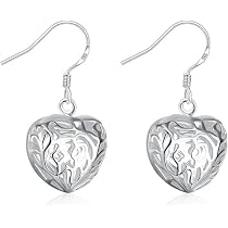 Filigree Heart Drop Earrings – Handmade With 925 Sterling Silver Hooks | Antiqued Silver Finish, Gift Ready