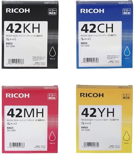 RICOH SGカートリッジ GC42 4色セット Lサイズ 純正品 6点セット 