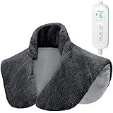 Voango 電気肩パッド 電気肩マット【2023新モデル 人造ウサギ毛】4way使用 首/肩/背中/腰/ひざ/腹 8段階温度切替 6段階切タイマー 電気肩掛け ふわふわ 高級フランネル生地 肩 首 あたため 加熱 肩当て 省エネ 暖房器具 洗える 