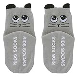 PUERI ベビー 靴下 ソックス　キッズ　綿 滑り止め 男の子　女の子 赤ちゃん　可愛い　動物（0-4歳） (S, 猫)