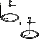 2 Pack Lavalier Microphone Compatible with DJI Mic 2 & Rode Wireless Pro/Wireless GO 2 / II Transmitters - Omnidirectional La