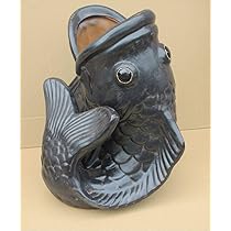 ☆新品☆陶器傘立て【鯉】 ハンドメイド インテリア 髭 鱗 壺 コイ 魚