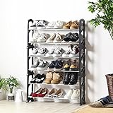 岩附(IWATSUKI) シューズラック ブラック 6段(18足収納) 幅70cm 靴箱 収納 省スペース シャルム charme IW-183 3SET 3個セット