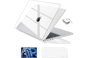 EooCoo Compatible with MacBook Air 13 inch Case 2026-2022 M4 A3240 M3 A3113 M2 A2681, Clear Air 13.6" Laptop Hard Shell Case + Keyboard Skin Cover + Screen Protector, Crystal Clear
