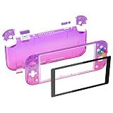 eXtremeRate switch liteに対応用クリア素材のDIY互換するケースシェル、グラデーションカラー任天堂switchライトコントローラー修理キットハウジング/スクリーンフィルム付き、switchライトに対応用カスタムケースカバー【グラデーションクリアパープルローズレッド】