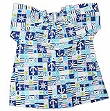 半袖スモック(ブルーパッチワーク マリーン柄 )　綿１００％　半袖 入園　入学　幼稚園　保育園　小学校