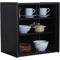 Amazon｜不二貿易 食器棚 キッチン収納 幅43×奥行29×高さ44cm ブラック