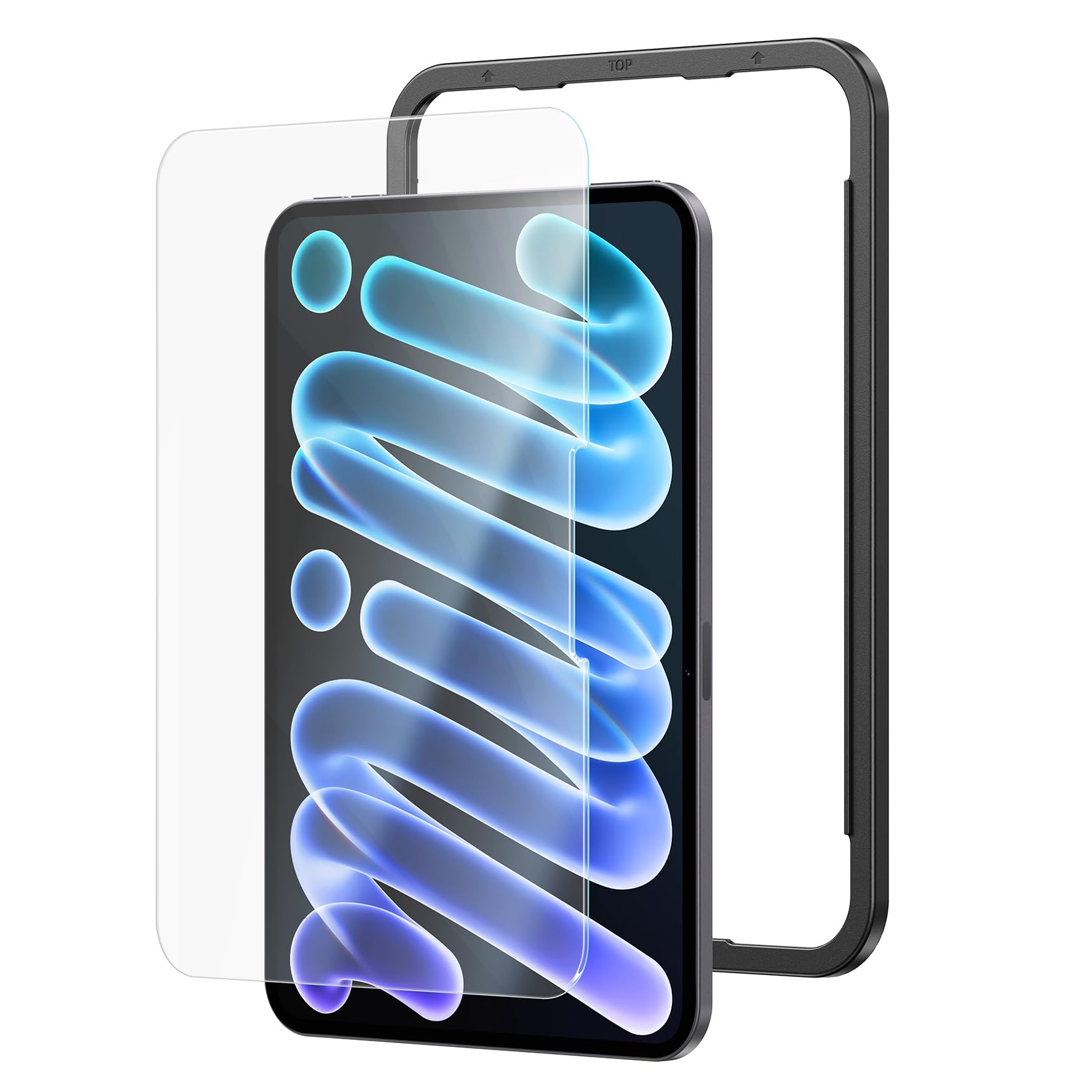 NIMASO アンチグレア ガラスフィルム iPad mini8(A20 Pro)用 2026年 保護フィルム 反射防止 指紋防止 1枚セット | 強化 ガラス さらさら ガイド枠付き サラサラ Apple Pencil対応 衝撃吸収 傷防止 気泡レ