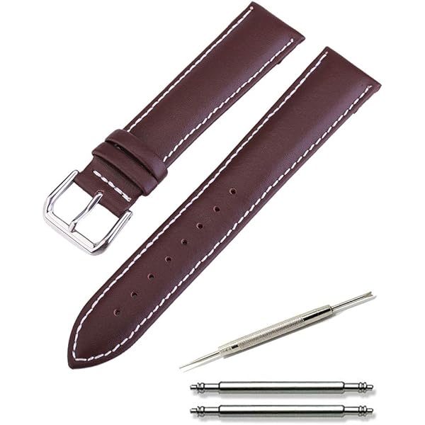 Amazon | 【シンプル革ベルト 茶 20mm】 時計ベルト 時計バンド
