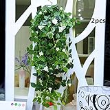 Coobl人工シルクローズガーランド植物つる花花ウェディングパーティー壁ホームデコレーション複数リーフローズ& # xff08 ; 2個& # xff09 ; A