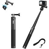 Ulanzi 154cm自撮り棒 Go-Quick II クイックリリース Gopro用自撮り棒 目に見えない 自撮り棒 長さ24.5cm から154.3cmまで 調節可能 8階伸縮 折りたたみ コンパクト アルミ製＋シリコーン リストストラップ付き