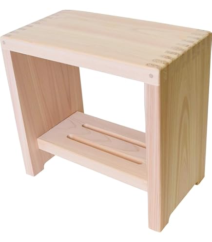 木曽工芸 木製 風呂椅子 癒しの香 国産 ひのき (足高) 巾30×奥