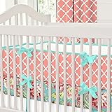 Carousel Designs Light Coral and Teal Lattice Crib Bumper by Carousel Designs