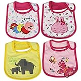 可愛い ベビー ビブ エプロン 赤ちゃん 防水 お食事 よだれかけ 人気 安全材質 ファッション お洒落 4枚セット 4柄あり