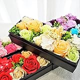 BIOフレグランスソープフラワー　ローズBOXミニョン　フタ付ボックス　お祝い　記念日　お見舞い　バレンタインデー　ホワイトデー　母の日　　 (イエロー)