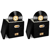 Amazon｜2個 レコード収納ボックス 蓋付きビニールレコード収納