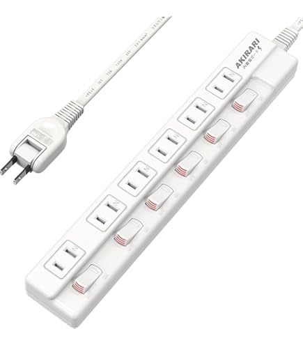 コード付タップ 3個口 2m 延長コード 電源タップ 0.3m 3P（ピン） 6個口 マグネット