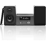 CDプレーヤー 100W コンパクトコンポーネントシステム CDステレオミニコンポ FMラジオ Bluetooth対応スピーカー USB/AUX入力 ヘッドフォンジャック 日本語リモコン ウッドキャビネット ウォールナット