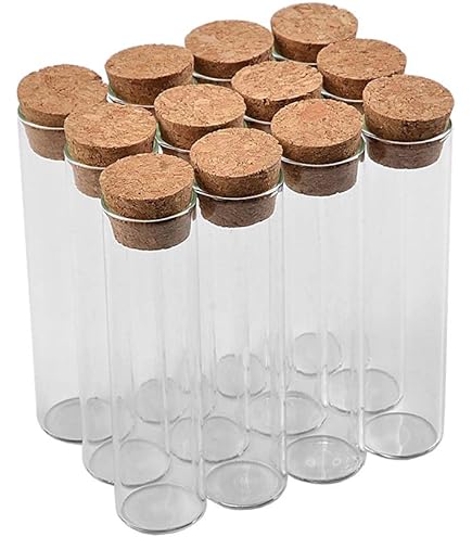 Amazon.co.jp: 6个 22x120mm 30ml コルク栓付きガラス試験管に適用科学