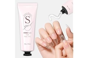 Sorara Beautyネイルチップ専用接着ジェル 大容量30g｜UV/LED対応 ソリッドタイプ 高密着 超強力接着 手で押さえ不要｜ネイルパーツ・3Dアートにも対応 (訳あり品：軽微なキズ, 透明)