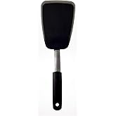 OXO Silicone Flexible Large Turner/Spatula, Black | Heat resistant, safe for non-stick surfaces, thin and flexible edges for 