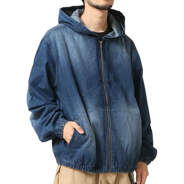 Amazon.co.jp: [hurtbasuketto] パーカー メンズ デニム プルオーバー