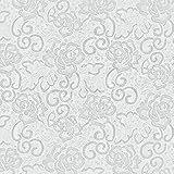 Peel & Stick Backsplash Rose Pattern Silver Pearl Contact Paper Self-Adhesive Wallpaper 5152-3 : 1.9