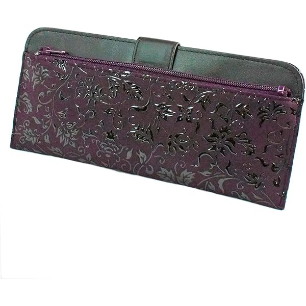 Amazon | [印傳屋] 印伝 長財布 束入L 薄い 鹿革 紫地×白漆 菱菊柄
