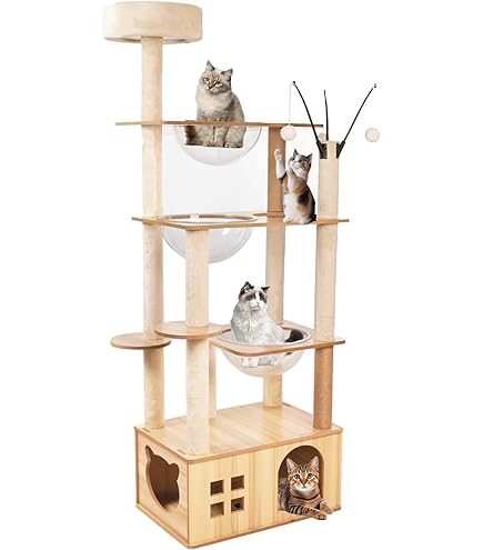 Amazon.co.jp: キャットタワー 多機能 猫タワー 木製 爪研ぎ おもちゃ