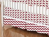 SheetWorld - MINI Crib Skirt (24 x 39) - Red Chevron Zigzag - Made In USA by sheetworld