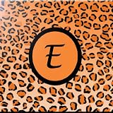 Rikki Knightレター" E "スカイブルーLeopard Printモノグラムデザインアートセラミックタイル 8 inch ceramic オレンジ 8inctile2671