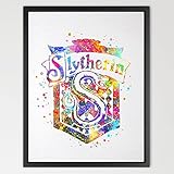 Dignovel Studios 8X10 Hogwart House Slytherin Crest Watercolor Print Harry Potter Art Print Illustra