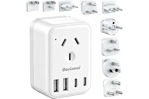 Universal Travel Adapter with Detachable Attachments for US/UK/Japan/Europe/India/South Africa/Bali/Thailand/Vietnam, Type A/B/C/D/E/F/G/I/L/M